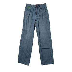 Empyre Women's Blue Wash Baggy Denim Pants High Rise Wide Leg Jeans Size Large